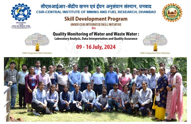 CIMFR_CSIR's tweet photo. CSIR-CIMFR hosting 7- days Skill Development Programme on "Water and Wastewater Quality Monitoring" under CSIR-CIMFR .  Insightful discussions and hands-on learning about water #Management  and #Sustainability. https://t.co/66DZrFRLjh