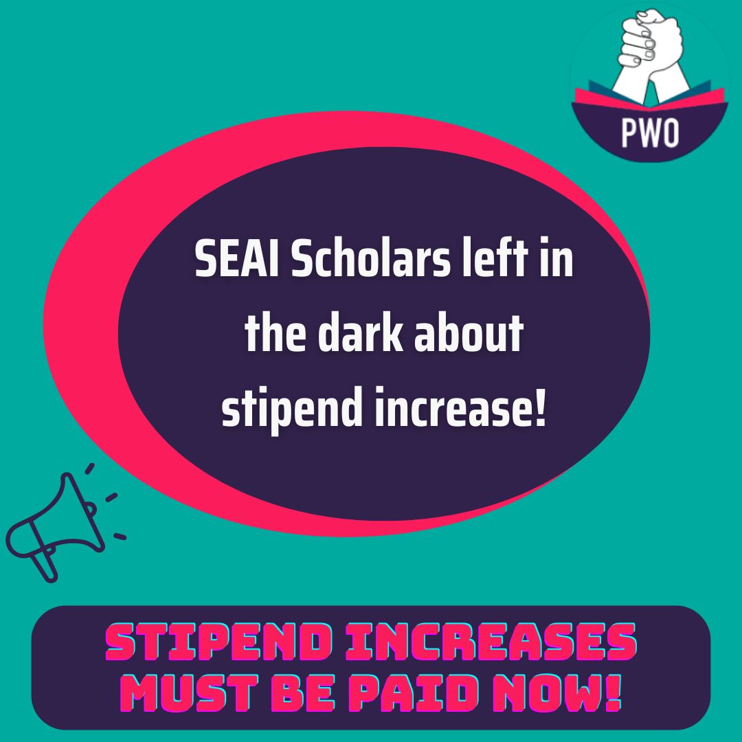 PWO Ireland (@pwo_ireland) on Twitter photo Despite promising a stipend increase to €25,000 per annum for <a href="/SEAI_ie/">SEAI</a> funded researchers, members in <a href="/MaynoothUni/">Maynooth University</a> <a href="/UCC/">UCC Ireland</a> <a href="/uniofgalway/">Ollscoil na Gaillimhe | University of Galway</a> and <a href="/tcddublin/">Trinity College Dublin</a> have yet to receive this.
All such pay disparities and underfunding of PhD researchers must end.
#PGRsDeserveBetter (1/2) Despite promising a stipend increase to €25,000 per annum for <a href="/SEAI_ie/">SEAI</a> funded researchers, members in <a href="/MaynoothUni/">Maynooth University</a> <a href="/UCC/">UCC Ireland</a> <a href="/uniofgalway/">Ollscoil na Gaillimhe | University of Galway</a> and <a href="/tcddublin/">Trinity College Dublin</a> have yet to receive this.
All such pay disparities and underfunding of PhD researchers must end.
#PGRsDeserveBetter (1/2)