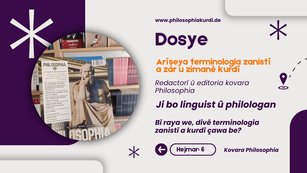 Terminologia zar (dialect) û zimanê me kurdan heta sedsala bîstan mîna farisî, turkî û gelek zimanên din ên bi herfên ereban dihatin nivîstin xwedî terminologiek zanistî ya ji erebî bû. ...
philosophiakurdi.de/bang-terminolo…