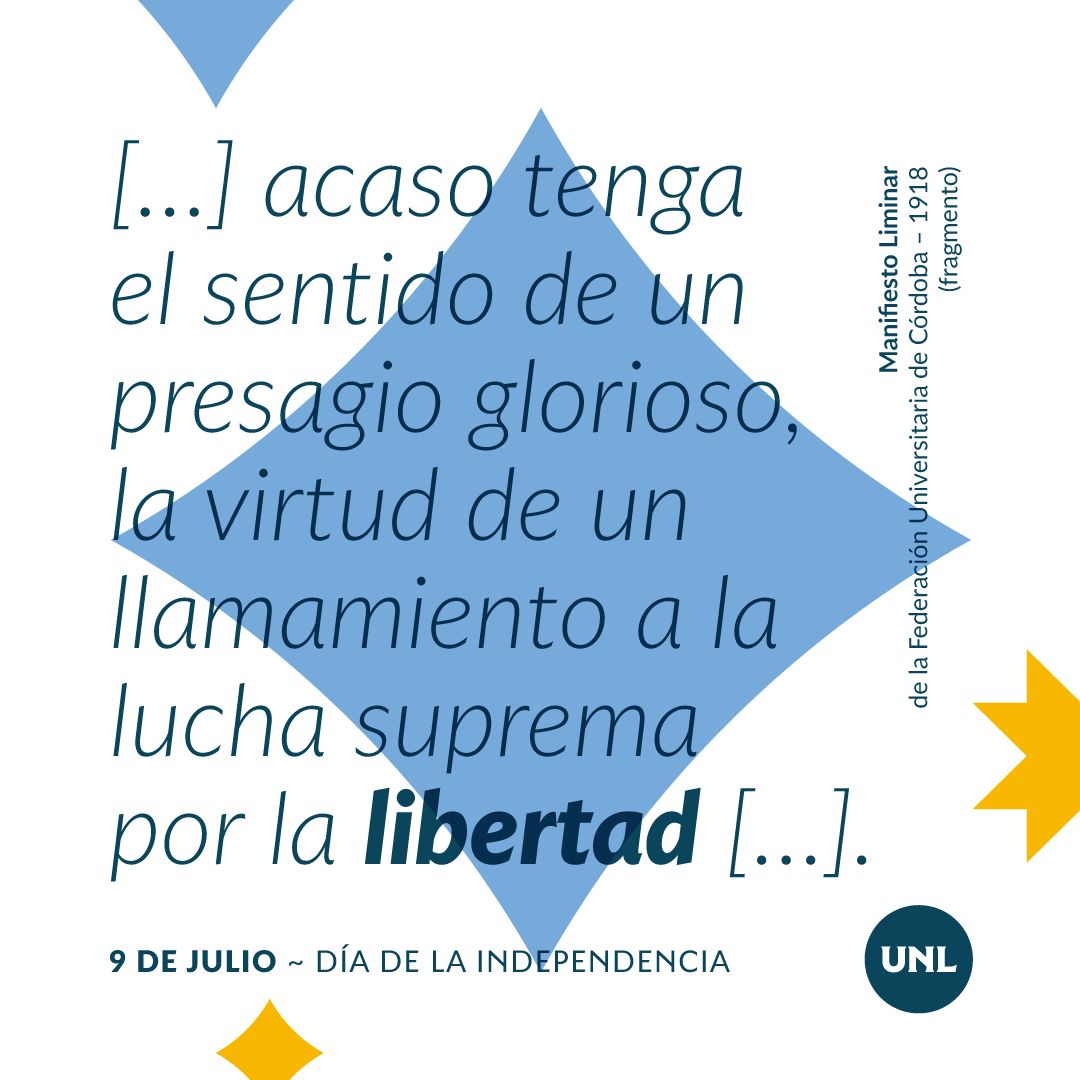 UNLVirtual (@unlvirtual) on Twitter photo Este 9 de julio <a href="/UNLitoral/">Universidad del Litoral</a> reafirma su compromiso con la autonomía universitaria y la Educación pública como derecho ciudadano, trabajando de forma cotidiana para consolidar estos valores esenciales de una República libre y soberana.
#9deJulio #Independencia #UNLVirtual Este 9 de julio <a href="/UNLitoral/">Universidad del Litoral</a> reafirma su compromiso con la autonomía universitaria y la Educación pública como derecho ciudadano, trabajando de forma cotidiana para consolidar estos valores esenciales de una República libre y soberana.
#9deJulio #Independencia #UNLVirtual