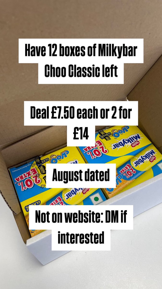 DM’s open

Milkybar Choos