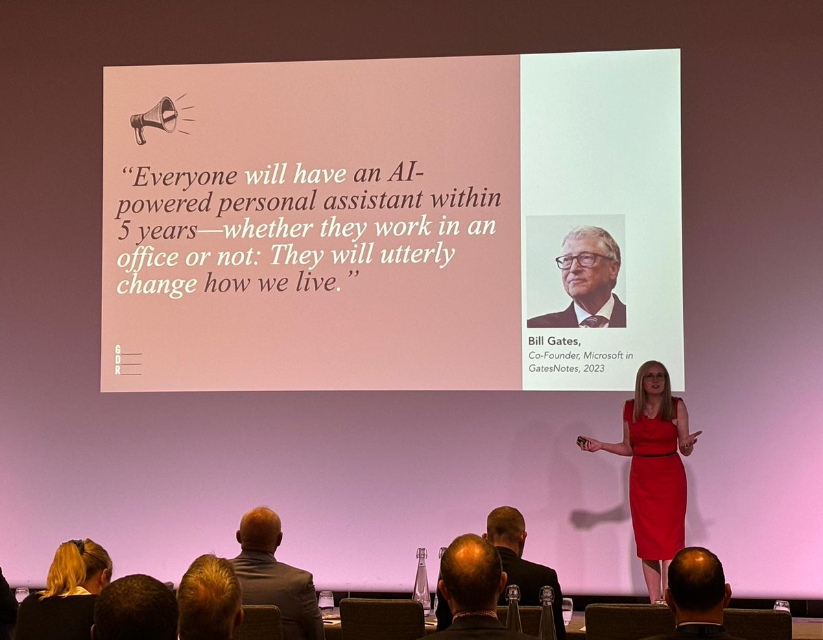 OwenJamesFS's tweet image. At our #WealthTechMatters The Adviser event we heard a captivating keynote from Kate Ancketill of GDR - a leading business futurist consultancy, on the transformative impact of #AI on consumer behaviour and business practices.