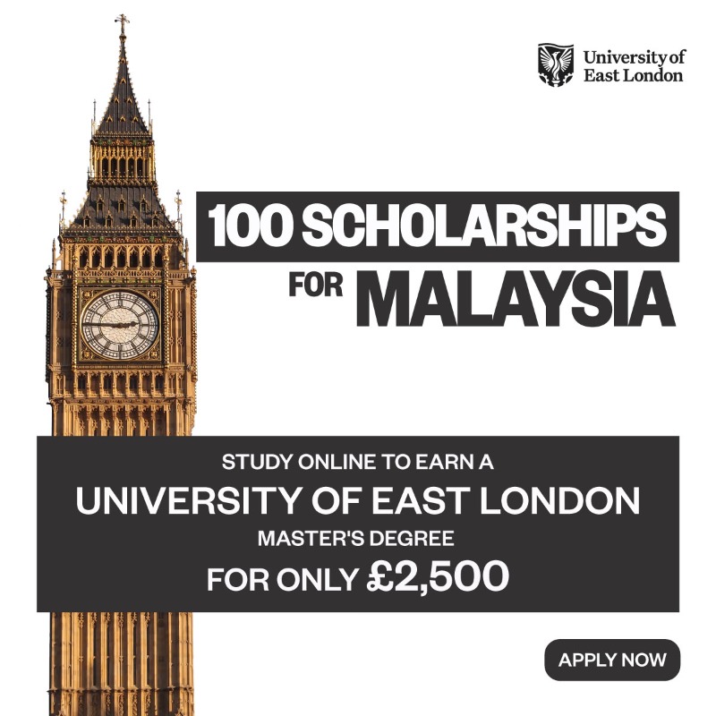 UNICAForg's tweet photo. 100 scholarships to study for a British Master's degree online for only £2,500 from the University of East London. Apply now