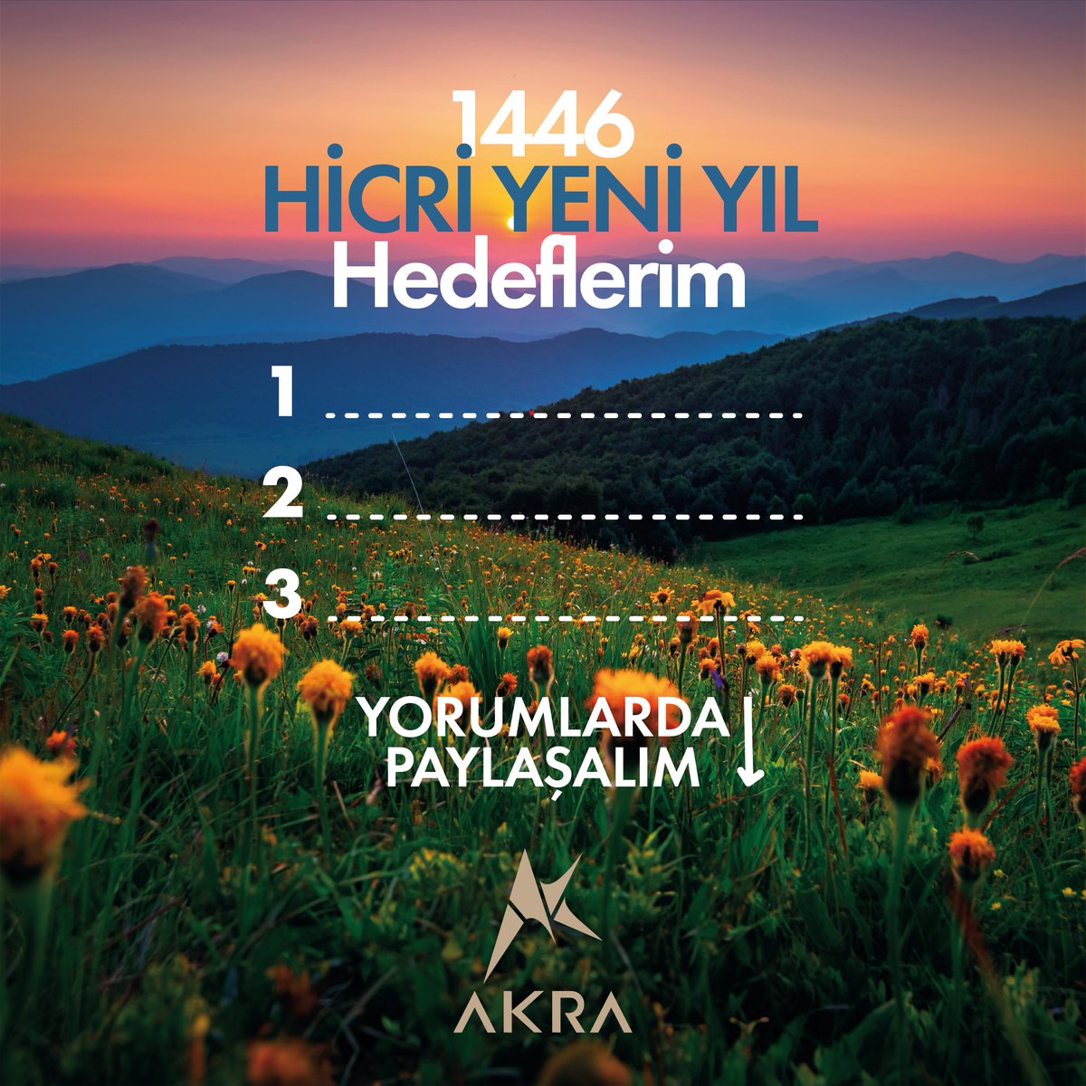 1446 HİCRİ YILINA MERHABA! 🎉 Akradaşlar paylaşıyor!

Yeni bir yıla adım atarken sizlerin hedeflerini merak ediyoruz. 🌟 Bu yıl neler başarmak, hangi hedeflerinizi gerçekleştirmek istiyorsunuz? Hedeflerinizi bizimle paylaşın, birbirimize ilham olalım! ✨

#Hicri1446 #HicriYeniYıl