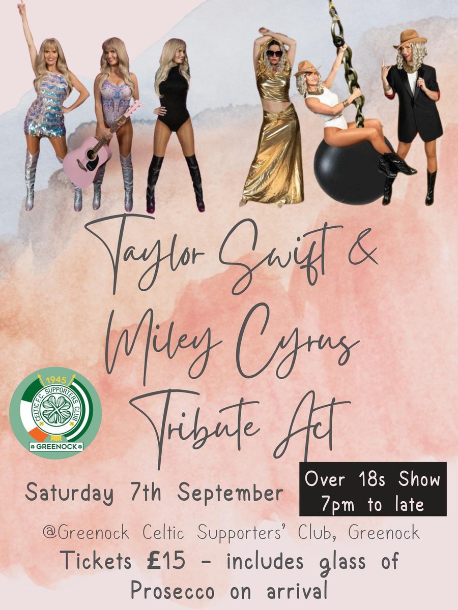 Taylor Swift Tribute - 7th September evening show for over 18s only.