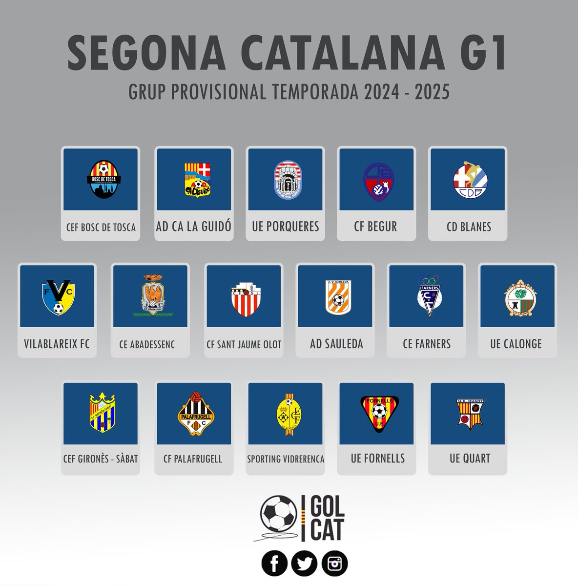 ÚLTIMA HORA 🔴

𝗚𝗥𝗨𝗣 𝗣𝗥𝗢𝗩𝗜𝗦𝗜𝗢𝗡𝗔𝗟 #2cat1

Arriben (procedent de Primera i/o Tercera Catalana): <a href="/cefboscdetosca/">CEF Bosc de Tosca</a>, <a href="/CDBlanesOficial/">Club Deportiu Blanes</a>, <a href="/ClubFBegur/">Club de Futbol Begur</a>, <a href="/AdSauleda/">AD Sauleda</a>, <a href="/FC_Vilablareix/">FC Vilablareix.</a> i <a href="/CE_Abadessenc/">CE Abadessenc</a>.

#futbolcat #futbol