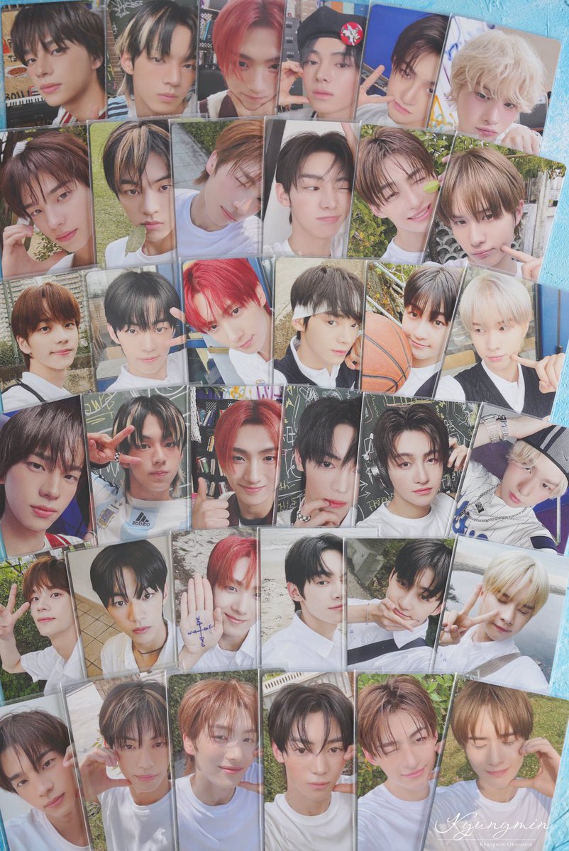 all4kyungmin's tweet photo. SUMMER BEAT! Photocard Collection 

OUR ver. ✅
NOW ver. ✅
weverse album ✅
HMV POB ✅
HMV Lucky Draw ✅
Weverse Shop POB ✅

#투어스 #신유 #도훈 #영재 #한진 #지훈 #경민 #TWS #SHINYU #DOHOON #YOUNGJAE #HANJIN #JIHOON #KYUNGMIN https://t.co/CRNCzohTeS