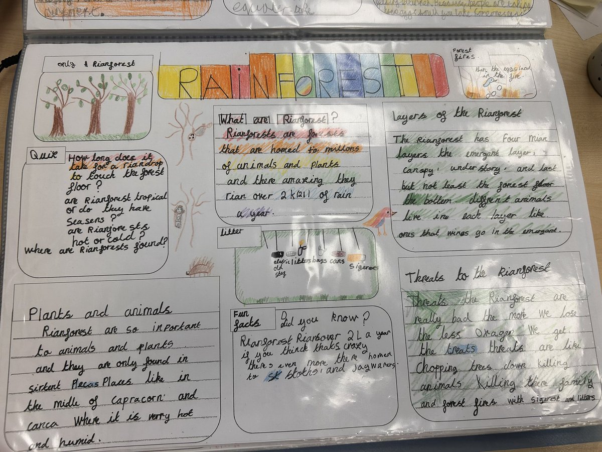 SaughallPrimary's tweet photo. Super writing from Mr Fuller’s class about The Rainforest @TheLCUK #pathwaystowrite https://t.co/XgVIQMqctj