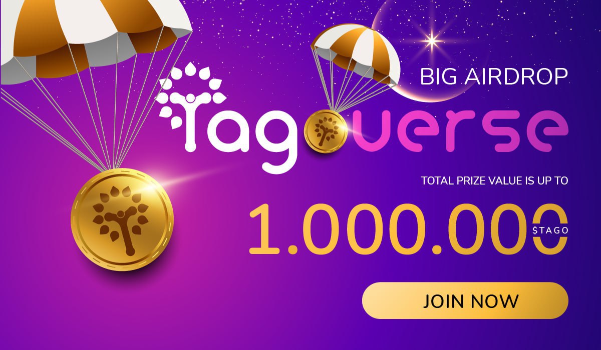 💵New Airdrop Is Live!

Participate in our official airdrop to share 1,000,000 TAGO tokens.

Airdrop:
t.me/TagoVerseAirdr…

Airdrop rewards will be distributed to winners after the token is listed and 1000 lucky random (1000 winners in total) participants will be rewarded.