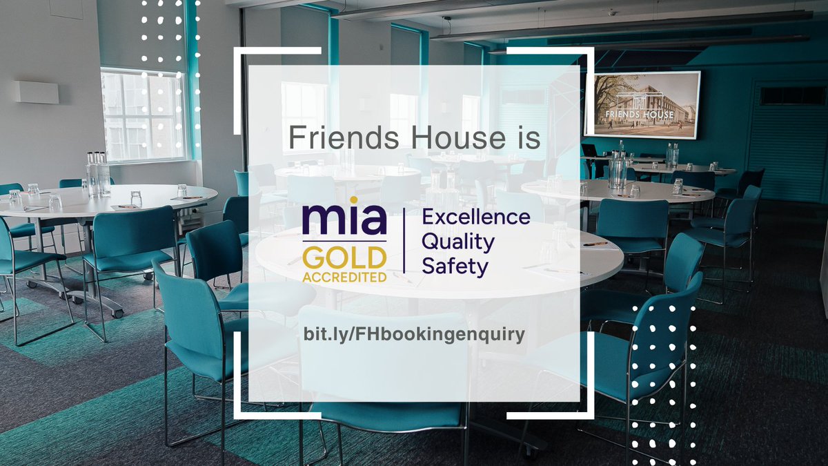 friendshouseldn's tweet photo. Friends House has just achieved the @MIAuk MIA Gold accreditation! Our team successfully demonstrated our commitment to excellent event services. Contact us now to make your event Gold ⭐ standard: 
💻 https://t.co/d2bDxRZRta

 #MIAgold #eventprofsuk #meetingprofs #greenmeetings https://t.co/FU9yMPDv8J