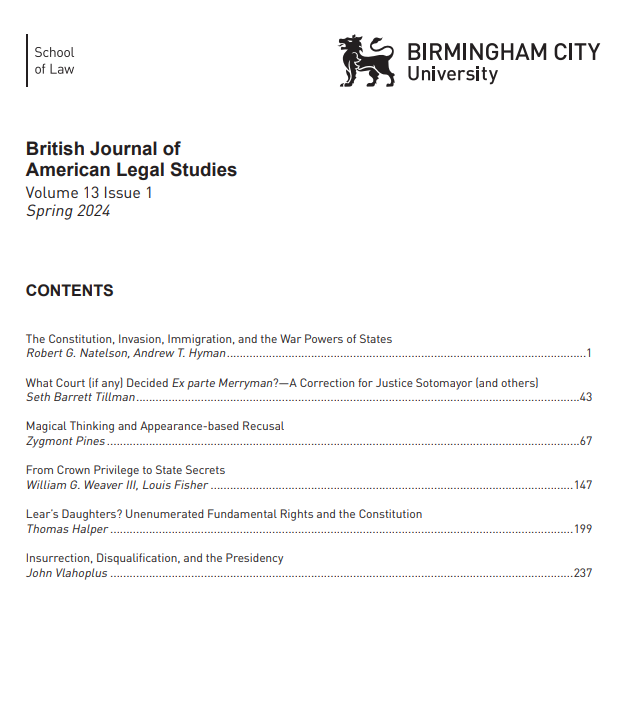 #newlawrevarticles The British Journal of American Legal Studies has released Volume 13, Issue 1, in Spring 2024. The journal, focuses on articles of interest to the Anglo-American legal community.
Available here: bcuassets.blob.core.windows.net/docs/bjals-131…