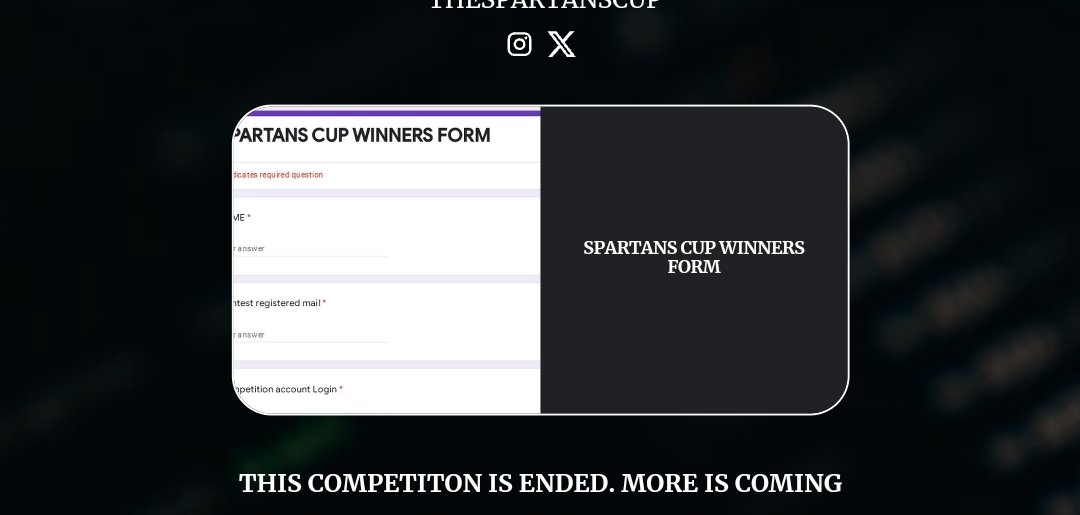 Apologies SPARTANS

We've been busy reviewing our participants results hence the reason for our silence 

But we're all set now and ready to award the prizes to their respective winners

Please all participants should go to our website and fill the form... Very important