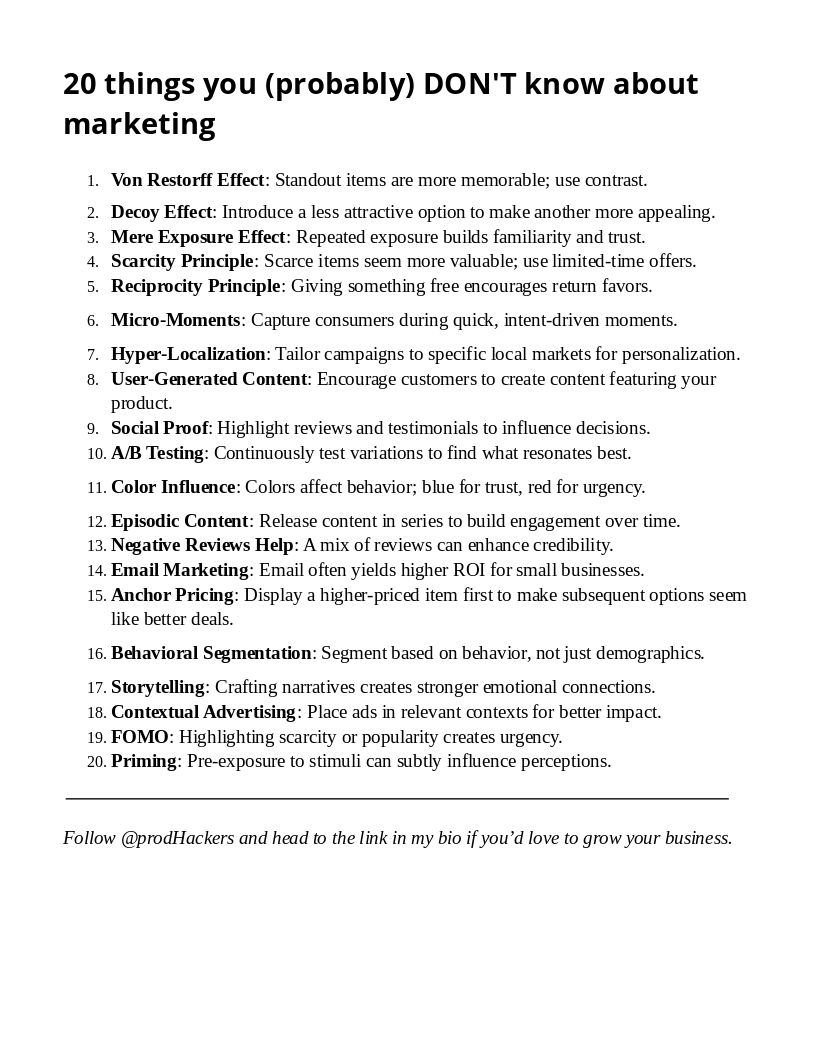 20 things you (probably) DON'T know about marketing:

Which one is the most useful for you?