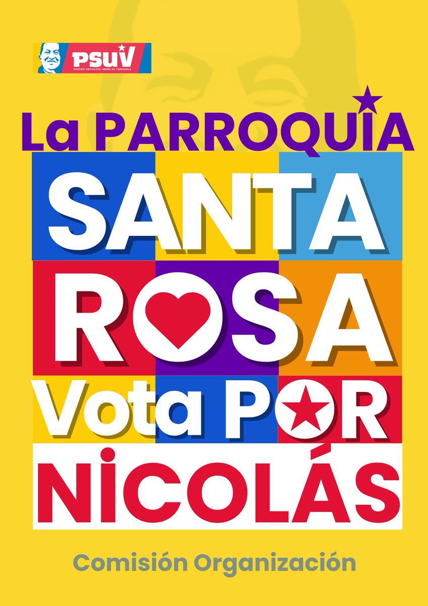 ‼️Estamos claros‼️

La parroquia Santa Rosa Vota Por <a href="/NicolasMaduro/">Nicolás Maduro</a>

ARRIBA Y A LA IZQUIERDA ✅
En la sonrisa de Chávez ❤️ 🇻🇪

#9Jul
#VenezuelaEsPoesía
<a href="/PartidoPSUV/">PSUV</a> <a href="/dcabellor/">Diosdado Cabello R</a> <a href="/pinfantea/">Pedro Infante A.</a> <a href="/delcyrodriguezv/">Delcy Rodríguez</a> <a href="/jaarreaza/">Jorge Arreaza M</a> <a href="/LuisJonasReyes/">Luis Jonás Reyes</a>