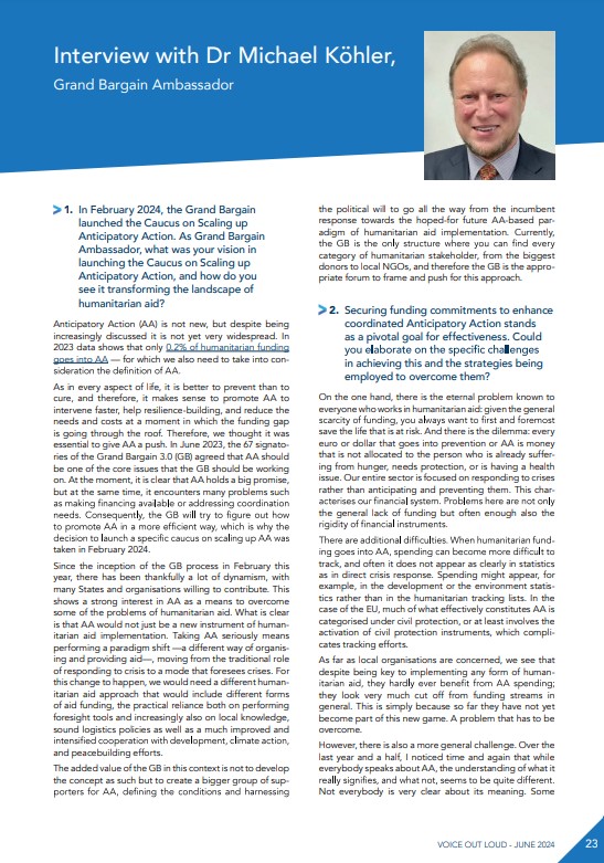 What does the future of #HumanitarianAid look like?

🌍 Dr Michael Köhler, Grand Bargain Ambassador, discusses the transformative potential of #AnticipatoryAction and the need for proactive strategies.

🔽 Read the full interview in VOICE Out Loud #37: voiceeu.org/publications/i…