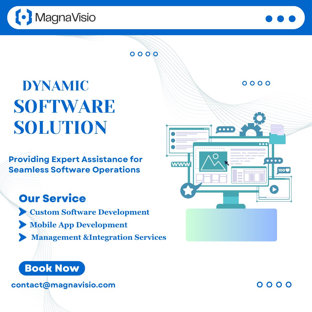 MagnaVisio's tweet photo. Our scope of #softwaresupport services includes #tasks such as;

📌New #productinstallations
📌#updatingsoftware with the latest releases
📌migrating to new major #softwareversions
📌 #Customsoftwaredevelopment
📌 #Mobileappdevelopment

For inquiry: simi@magnavisio.com
#TechNews https://t.co/n4wW0Ryxxc
