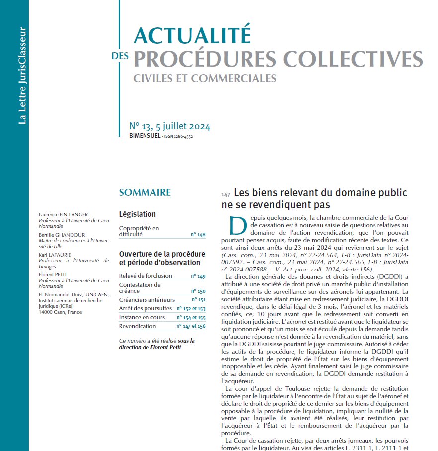 #APC
📢l'Actualité des procédures collectives, n° 13 du 5 juillet 2024 est en ligne sur #LexisNexis

🔗lexis360intelligence.fr/revues/Actuali…
🎓Ce numéro a été réalisé sous la direction de Florent Petit