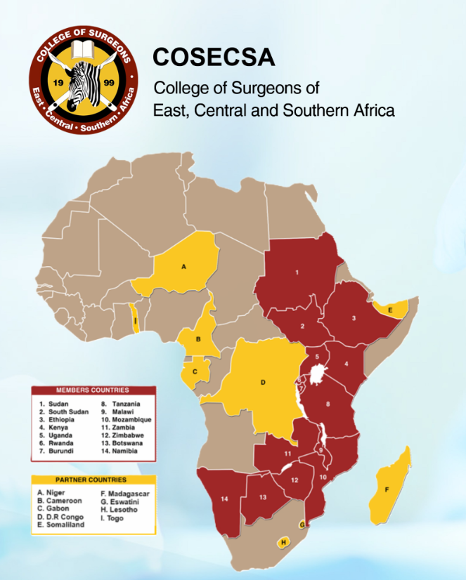 Did you know? COSECSA spans across multiple nations!
Our map showcases member states in vibrant red and satellite countries in bright yellow.
Curious about which countries are part of this incredible network dedicated to surgical excellence?
 #StayTuned #Africa #surgicaleducation