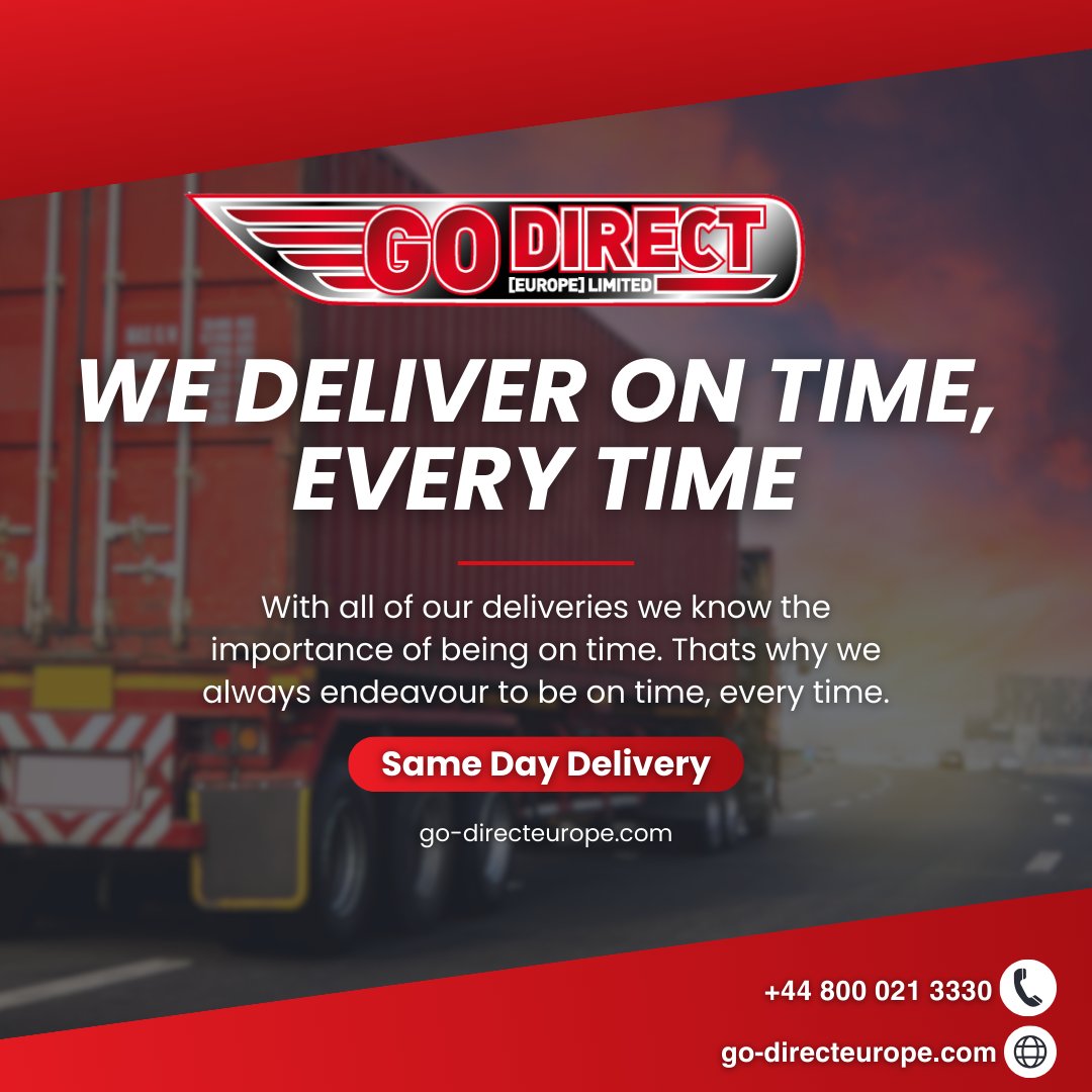 GoDirect_EU's tweet photo. Go Direct is one of the leading providers of UK and European dedicated express transport for many World Leading clients within the UK and Europe.

We specialise in time critical road shipments traveling to and from Europe daily.

At Go Direct, we deliver on time, every time. https://t.co/AUV3b5Uj1f