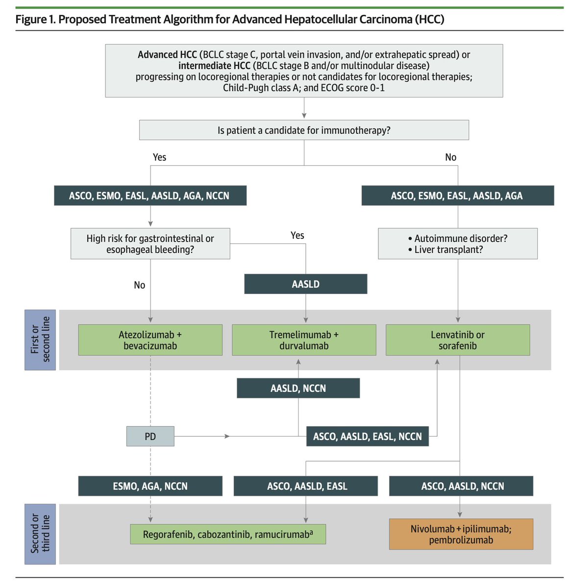 realbowtiedoc's tweet image. A helpful guide published by @JAMAOnc for #hpbcsm treatment for #HCC integrating guidelines from major organizations such as @ASCO @myESMO @NCCN and others in sequencing of treatments. #GIonc @OncoAlert🚨 #OncoAlertAF

jamanetwork.com/journals/jamao…