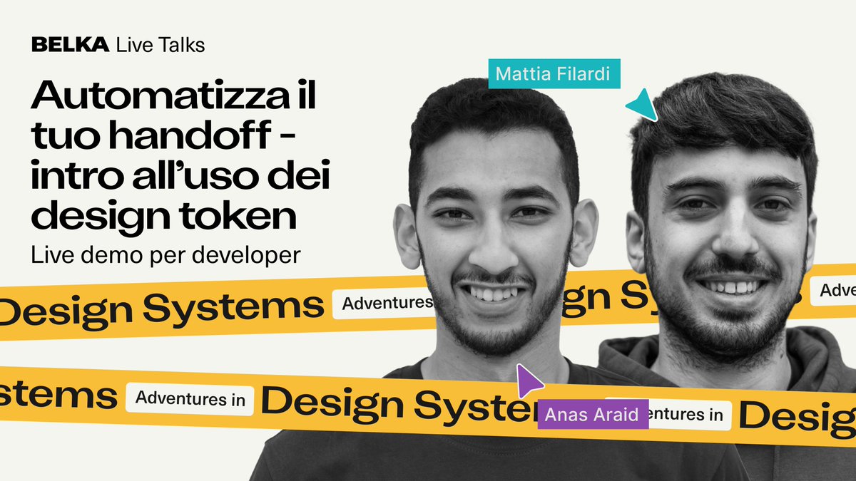 Semplificati la vita e impara ad automatizzare il tuo handoff con i token! Venerdì 19 luglio alle 16:00, i nostri dev <a href="/anas_araid/">anas</a>  e <a href="/m__filardi/">Mattia Filardi</a>  ti mostrano come al nostro prossimo Belka Live Talk.
👉 Registrati, l’evento è gratis e in italiano: belkadigital.com/webinars/webin…