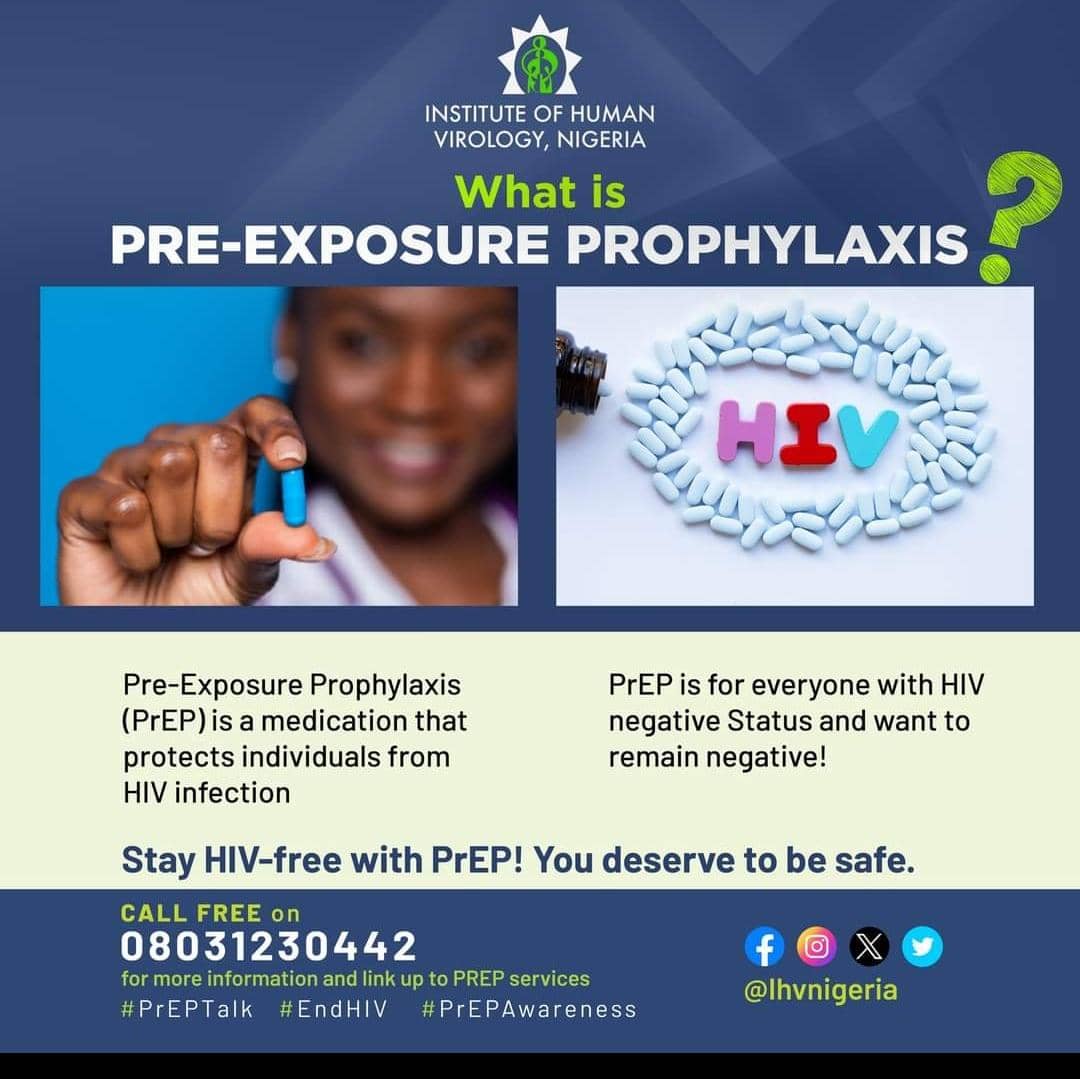 IHVNigeria's tweet photo. Stay HIV-free with PrEP! You deserve to be safe. #PrEPTalk #EndHIV #PrEPAwareness
CALL FREE on 08031230442 or visit https://t.co/CTRutHhCTT for more information and link up to PrEP services.
@Fmohnigeria
@CDCgov
@VaccineNet_NG https://t.co/pyworbpK61