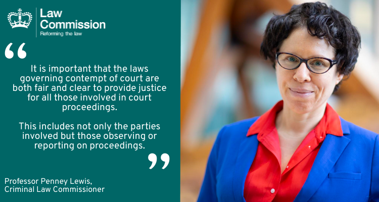 Law_Commission's tweet photo. Our consultation on contempt of court is published today. Find out more and how to respond here https://t.co/wyUr4r8f0n https://t.co/XjZcihJeRD