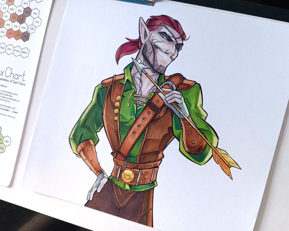 GreenNightinga1's tweet image. #TES #Dunmer #Copic 
Commission work.