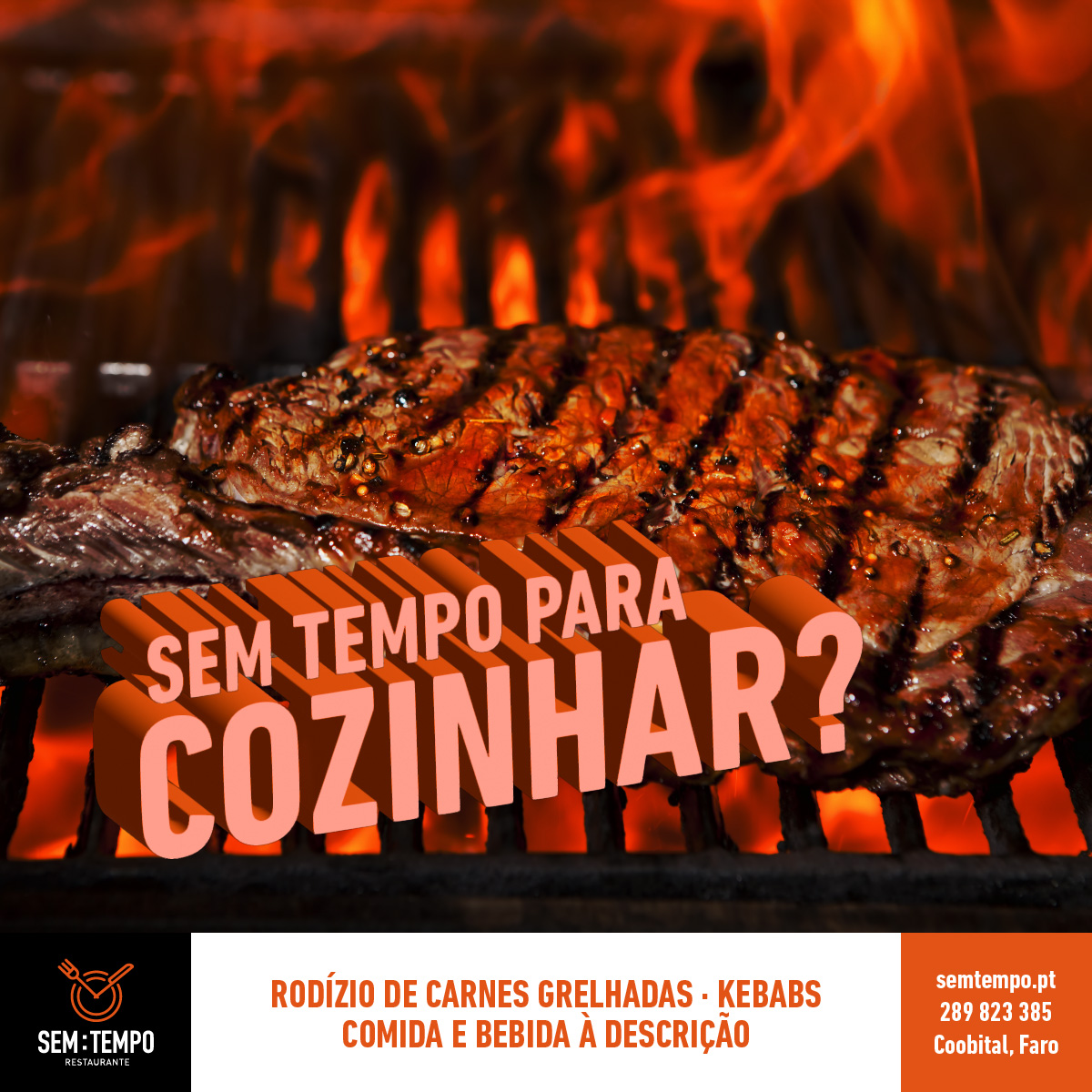 RestauranteSem's tweet photo. 😋🍖 Está sem tempo para cozinhar? Não se preocupe! Venha ao Sem:Tempo e deixe-nos cuidar de tudo. Temos as melhores carnes grelhadas à sua espera! 🔥🥩 https://t.co/GFTHPbC8CU