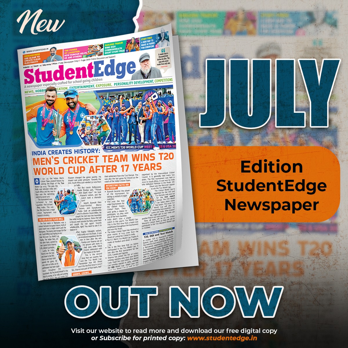 studentedgein's tweet photo. Your  Wait is Over!! Latest Edition of StudentEdge Newspaper of July 2024 is Out Now.  Download today Free Digital Copy of the Newspaper here - https://t.co/13xy7zRVfP
Contact Us more information: 9513309917
#StudentEdge, #YouthNewspaper, #YoungSportStars, #ScienceDiscoveries https://t.co/u9Uu3iP4RC