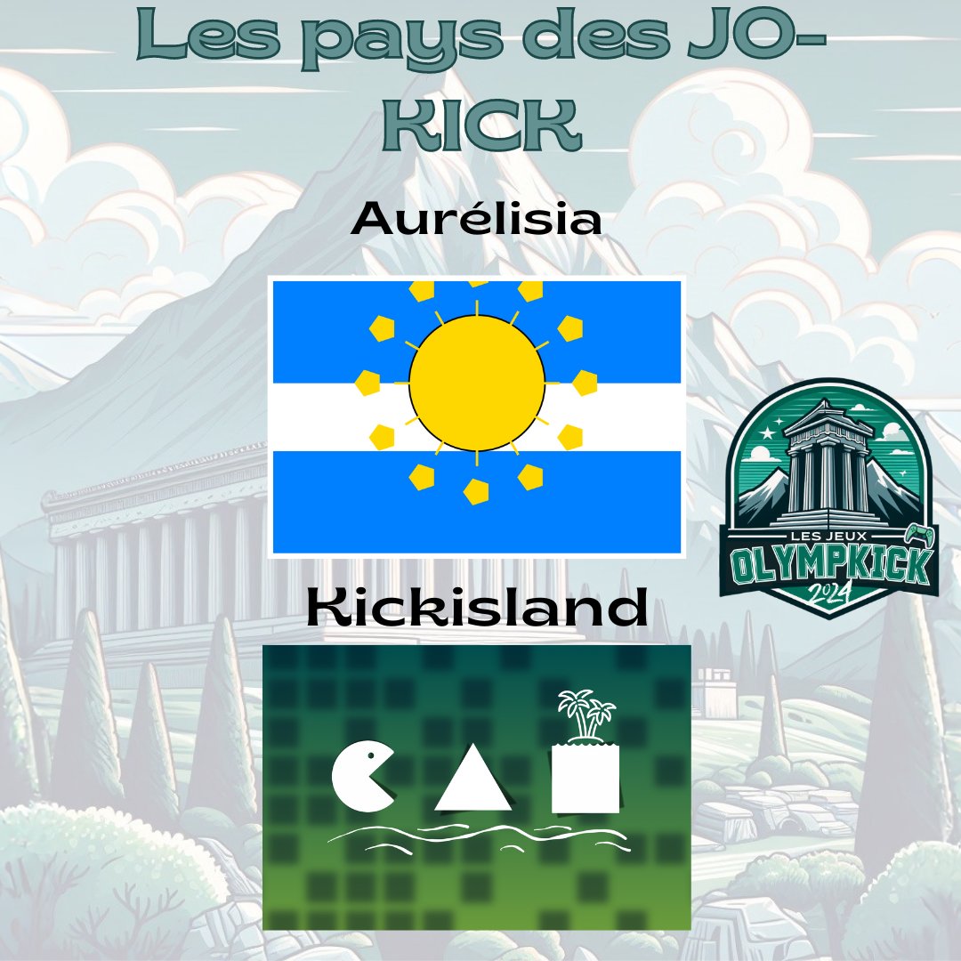 Queen_AceOne_'s tweet photo. 🎉 Les Jeux OlympKICK sur @kickfrancais le 19 juillet vont rassembler des équipes du monde d'Olympia ! 🌍🔥
🌟Voici les Équipes participantes ! Préparez-vous pour un événement épique ! 

Les équipes ont eu le défi de créer leurs pays fictifs, et voici le top 3 : 
🏰 Elysarie
⚔️ Chevalaria
🏆 Victorie

#LesJeuxOlympKICK #Gaming