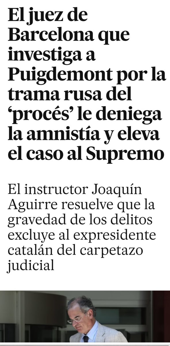 Pakcs10's tweet photo. 🟥 Caso #Voloh/#Proces
El juez Joaquín Aguirre, (J.I. 1 de Barcelona) que investiga a Carles Puigdemont por la trama rusa del ‘procés’ le deniega la amnistía por la gravedad de los delitos investigados y eleva el caso al T.Supremo
#Malversación #Traición
https://t.co/LYigsuVczI https://t.co/E95N9ap1uY