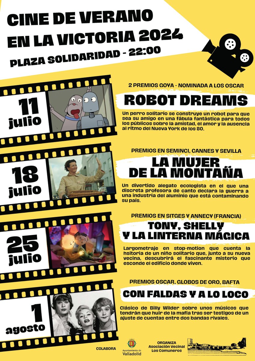 Este jueves comienza nuestro tradicional ciclo de cine de verano con "Robot Dreams" (2023, Pablor Berger). Oportunidad única de ver una de las películas del año, ganadora de varios premios de cine (Goyas, EFA,...) y a su vez nominada a los Óscar como mejor película de animación.