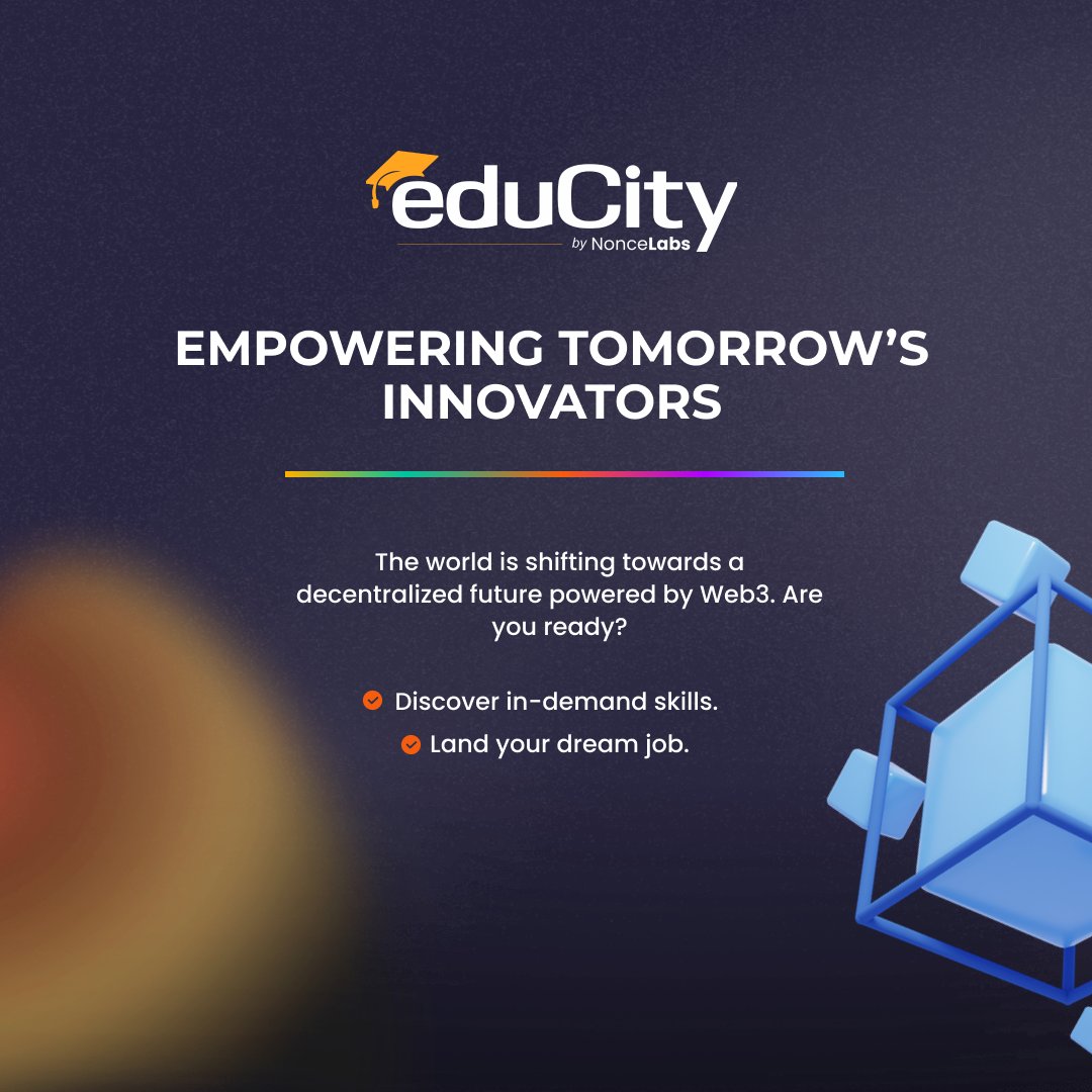NonceEducity's tweet image. We walk with you until you land that dream role! ✨
Join us today! 
educity.nonceblox.com

Part 1

#Educity #elearning #education #Learn #jobs #dreamjob #tech #technology #corporate #Web3 #future #placement #fintech #course #onlinecourse