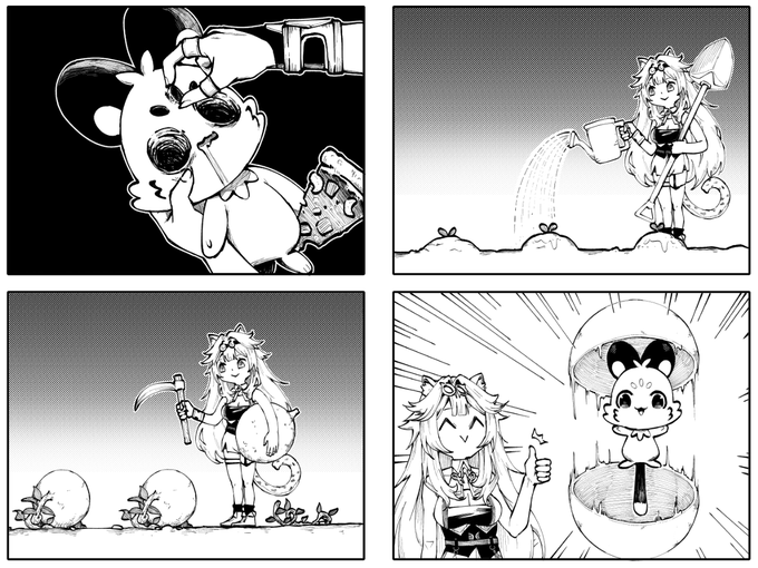 How chattino born～
1-Searching for a traitor who sneaking pineapple 
    pizza,take the seeds on head.

2-Plant the seeds and water them by coffee.

3-Waiting for few days and harvest them.

4-Be careful when cut open,if fail just follow back      
   step-1

#RaorArt 