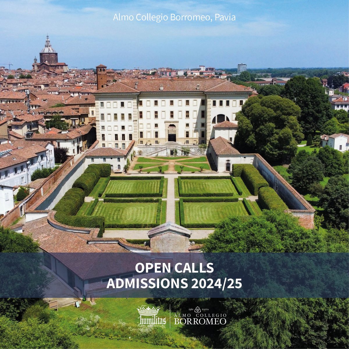 OPEN CALLS FOR ADMISSIONS 2024/2025
Sono online i #bandi di ammissione per entrare al #Collegioborromeo, aperti a studenti che intraprenderanno corsi di laurea triennale, magistrale e magistrale a ciclo unico. Scadenza: 29 agosto 2024

Scopri i dettagli su come iscriversi → sito