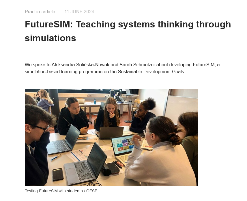 oefse's tweet photo. 🇪🇺Sarah Schmelzer (ÖFSE) &amp; Aleksandra Solinska-Nowak (@SocSim) stellen im Interview mit School Education Gateway das Projekt #FutureSIM vor, in dem eine "Social Simulation" entwickelt wurde, um komplexe Themen, wie die SDGs, spielerisch zu vermitteln.
👉https://t.co/wlBLc5vaPB https://t.co/sFUeOHZqID