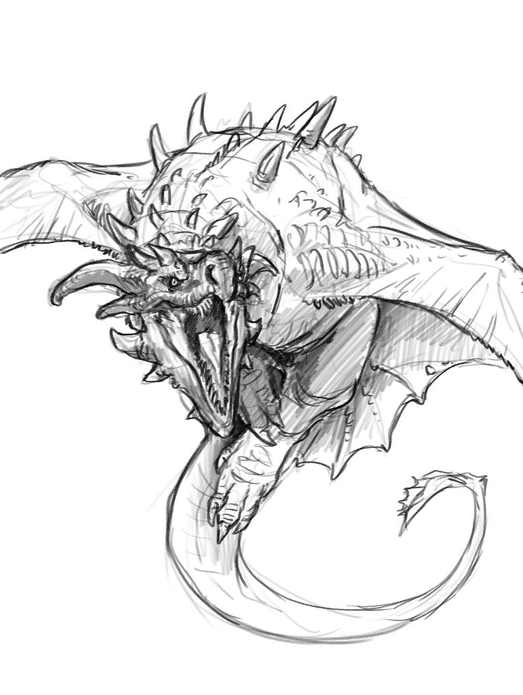 ArtofFabricious's tweet image. A certain show has me got dragons on my mind, so dragon doodle it is. This big gal is NOT happy with you invading her space. #HouseOfTheDragon