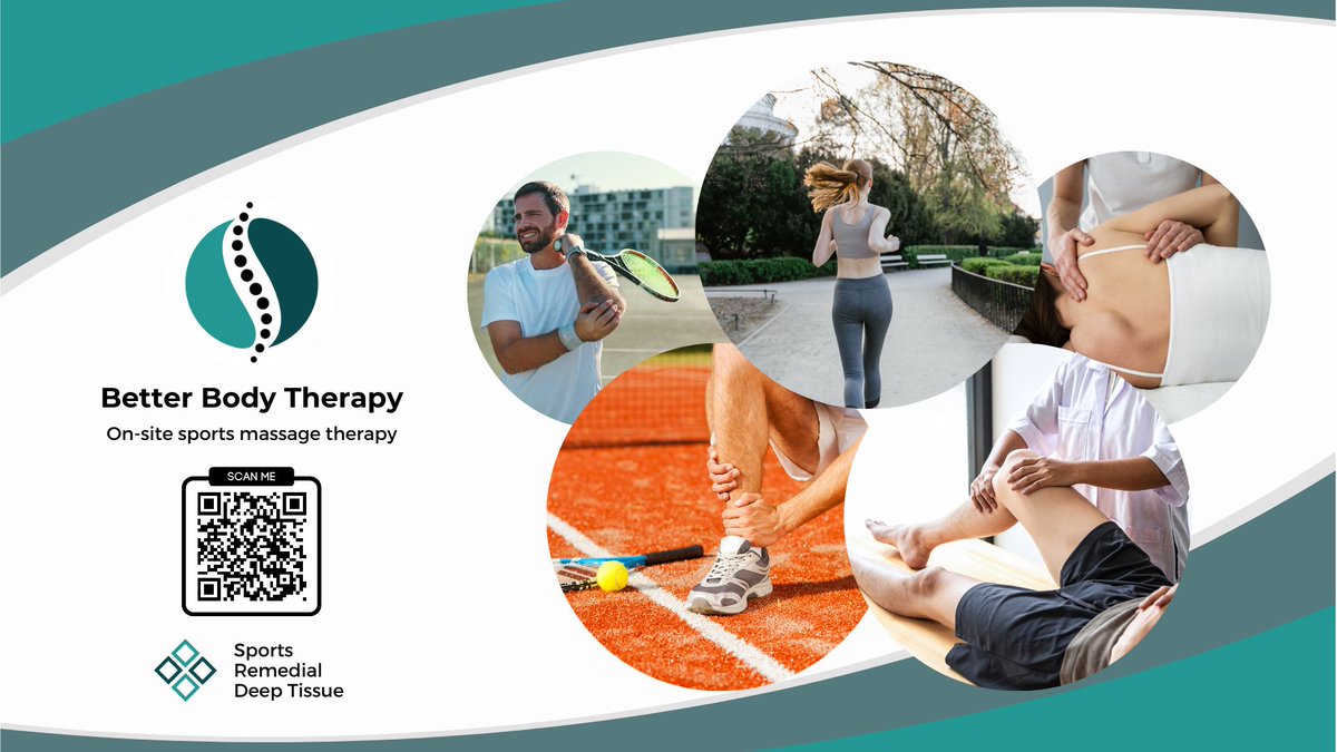 Better Body Therapy at Chesham 1879 Tennis &amp; Squash Club .

On site sports massage therapy 
Sports Remedial Deep Tissue 

Scan QR link for more information