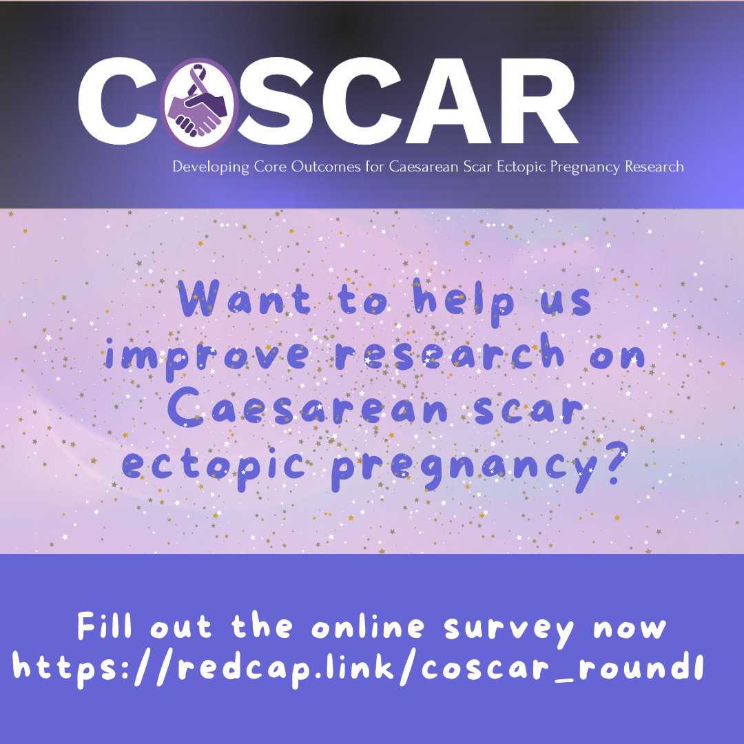 Calling all healthcare professionals, researchers and those with lived experience of #caesareanscarectopic pregnancy 🔍Which outcomes should we prioritise in research? Help us develop a core outcome set. 
🗓️ Survey open until July 31, 2024.
Survey Link: redcap.link/coscar_round1