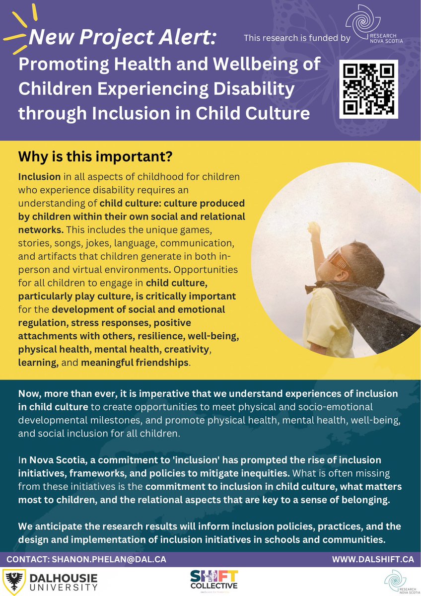 SHIFTDalU's tweet photo. New Project ‼️ We are currently recruiting youth in HRM, in grades 3-6, who experience disability, to join our study as Co-Researchers! We thought you might like to know a little more about this study! @ShanonPhelan @_researchNS @DalHealth @Dal_OT https://t.co/tZ9OyrLAMq