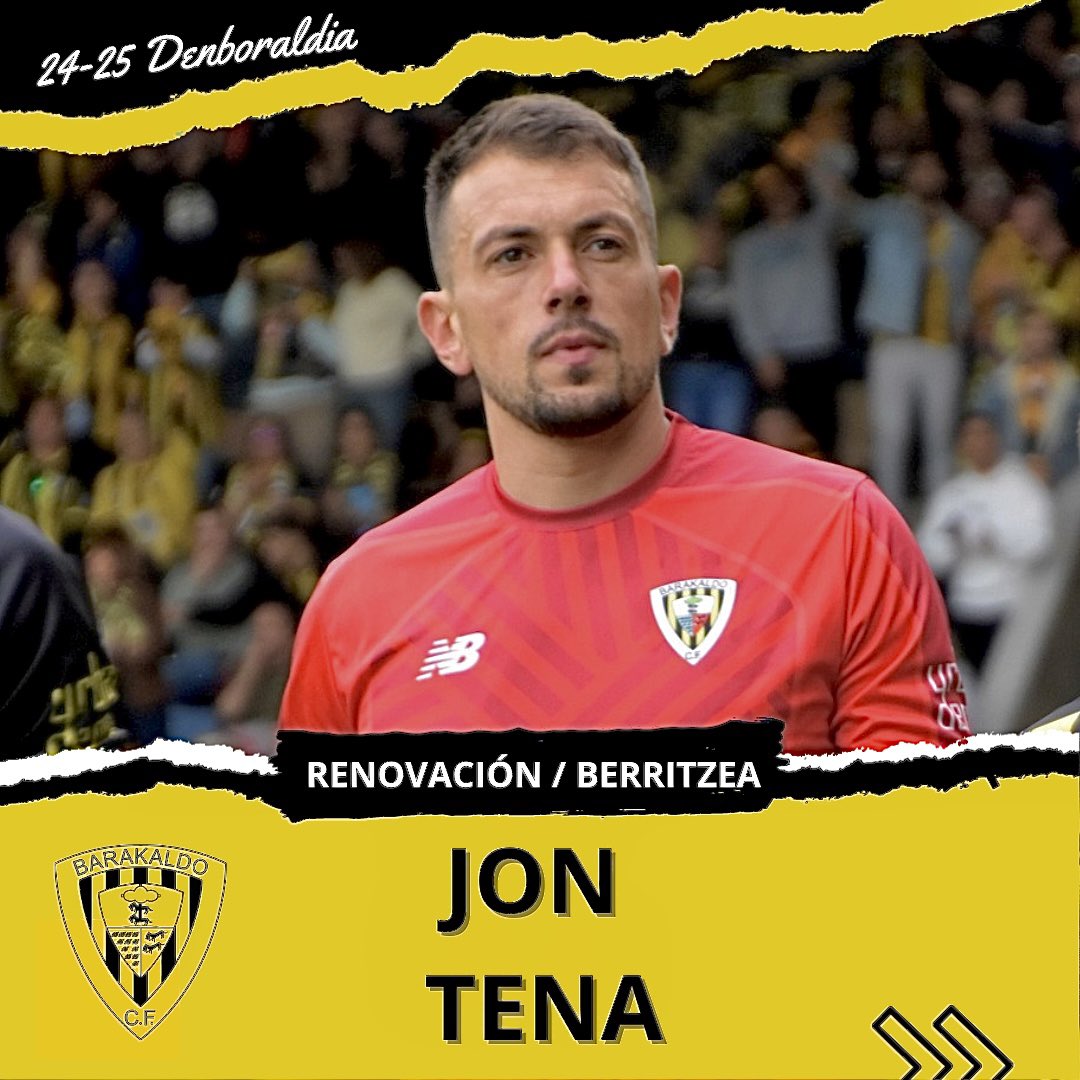 🤝 𝐑𝐄𝐍𝐎𝐕𝐀𝐂𝐈𝐎𝐍 | 𝐁𝐄𝐑𝐑𝐈𝐓𝐙𝐄𝐀

¡Jon Tena continuará en el Barakaldo CF la temporada 24/25!💛🖤

Nuestro capitán seguirá defendiendo la portería de Lasesarre en 1ª RFEF, en la que será su cuarta temporada cómo fabril 🧤🧱

Goazen, Jon! 💪🏼

🔗 barakaldocf.com/renovacion-de-…