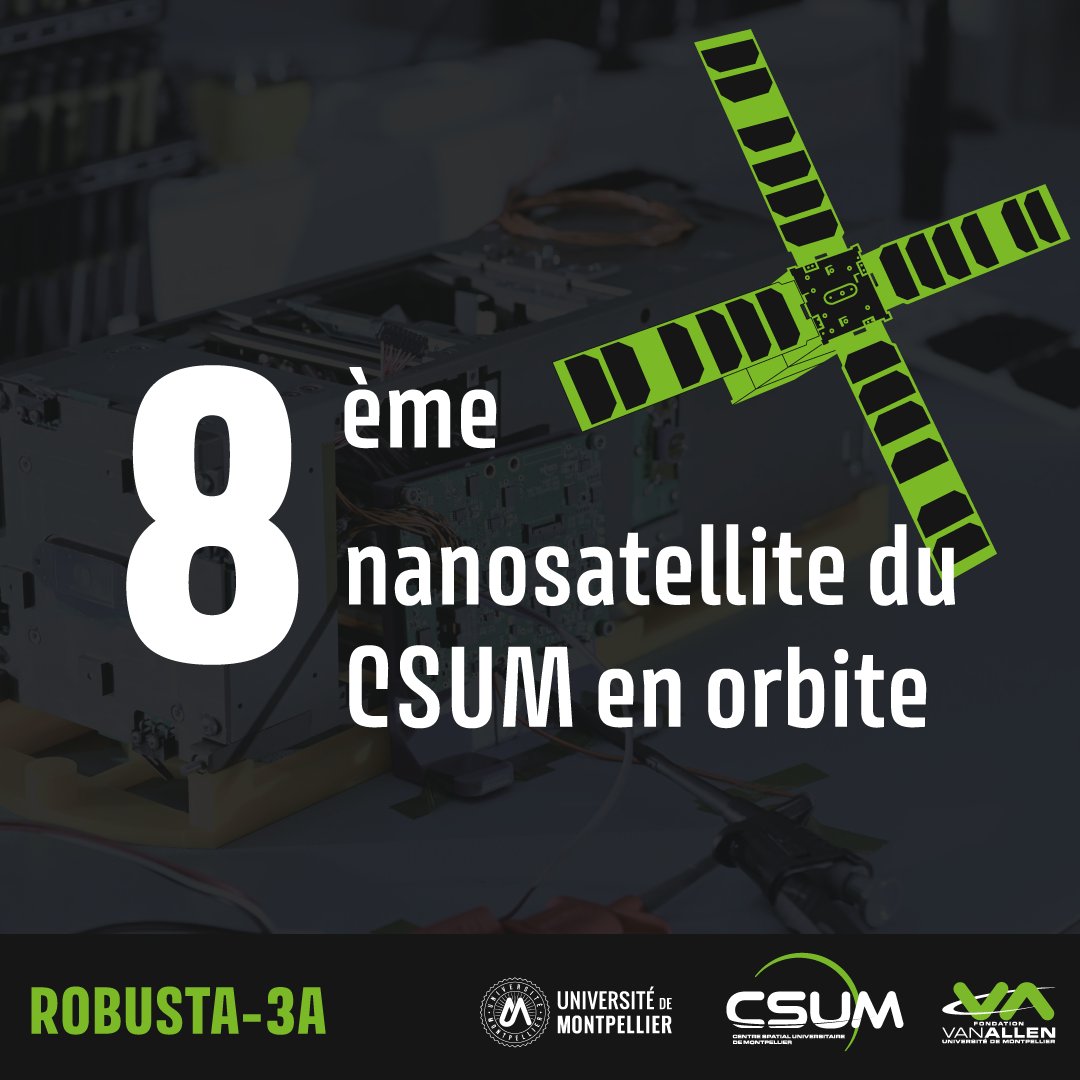 csumontpellier's tweet image. J-J🚀#Ariane6 Plus que quelques heures avant le décollage d&apos;Ariane 6 et de notre #nanosatellite #ROBUSTA3A !
🛰 ROBUSTA-3A sera notre 8ème nanosat en orbite
⚖ C&apos;est un beau bébé de 4kg !
A tous les ingénieurs et étudiants passés par le #CSUM qui ont pris part à ce projet : merci