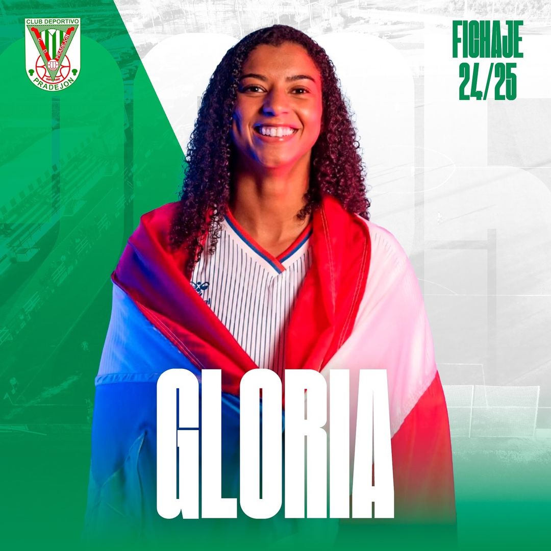 WosoMagazine's tweet photo. 🚨ALTA🚨

#SegundaFederacionFutFem Grupo Norte

@CDPradejon 🟢⚪ ha anunciado el fichaje de Gloria Douglas

La ⚽ delantera 🇵🇷 puertorriqueña llega procedente del @CDFEMARGUIN 🟢🟢

Mucha suerte en esta nueva etapa 🍀

#wosomagazine🧩 #CDPradejon https://t.co/0gcchAzeIa
