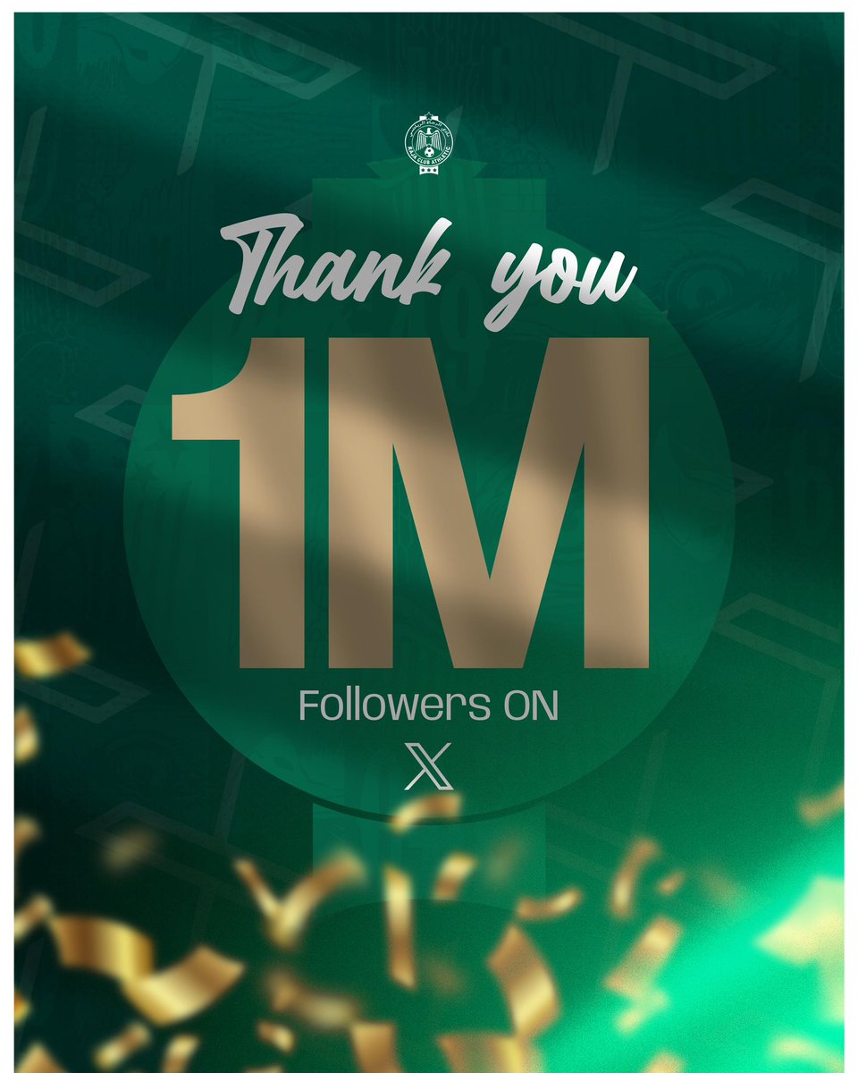 RCAofficiel's tweet photo. Raja Club Athletic's account on X has proudly surpassed one million followers!🥇Thank you for your steadfast support 🦅 https://t.co/HHm7JhksCN