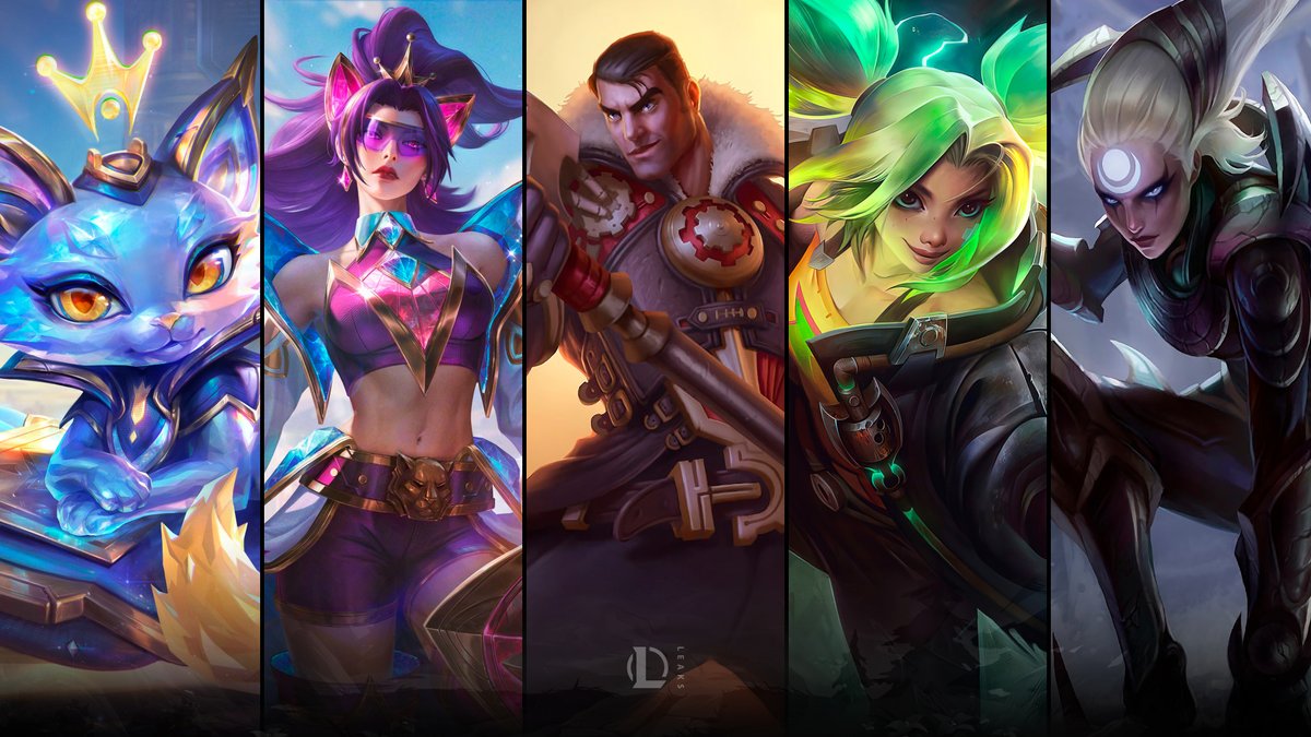 LeagueOfLeaks's tweet photo. Upcoming Prestige Skins | #LeagueOfLegends 
- (14.14) Prestige Cyber Cat Yuumi [2000 Event Tokens]
- (14.15) Prestige Battle Lion Leona [2000 Event Tokens]
- (14.16) Prestige T1 Jayce [125 ME]
- (14.19) Prestige ? Zeri [2000 Event Tokens]
- (14.21) Prestige ? Diana [2000 Event Tokens]