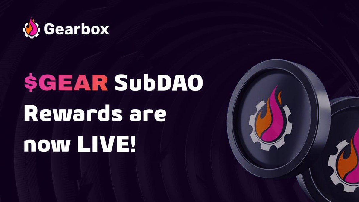 <a href="/GearboxProtocol/">Gearbox ⚙️🧰 Protocol</a> Exciting news! 

Gearbox SubDAO rewards are now Live!

⟶ $GEAR ecosystem users are invited to check qualification. 
⟶ Begin the process by verifying your token allocation below.👇

subdao-gearbox.com/rewards
