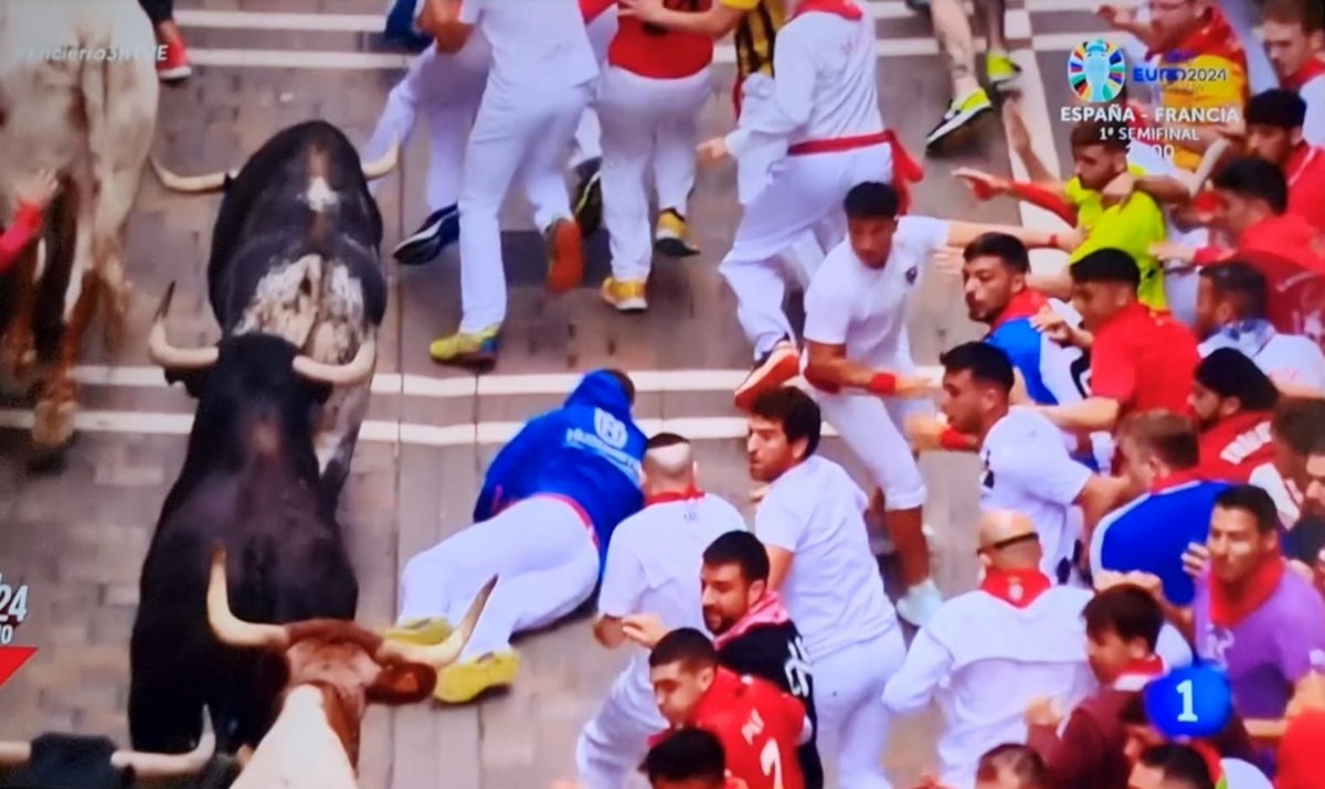 tetegades's tweet photo. Se ha hecho lo que se ha podido. 
San fermines y el Tala!!  🔻🏃🏻‍♂️🐂🐂🟦⬜️🟦 https://t.co/5Zcm2IaZ0H