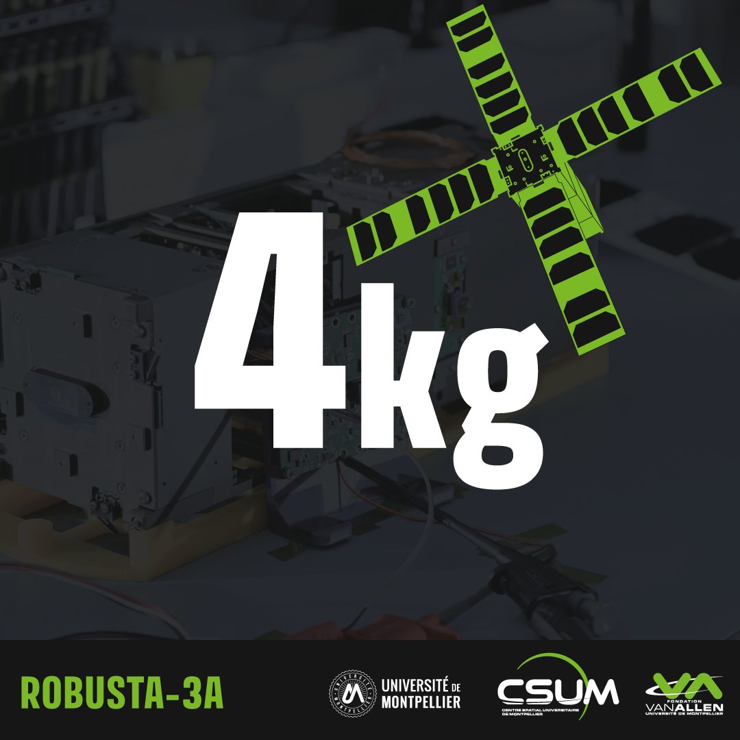 J-J🚀#Ariane6 Plus que quelques heures avant le décollage d'Ariane 6 et de notre #nanosatellite #ROBUSTA3A ! 
📷ROBUSTA-3A sera notre 8ème nanosat en orbite 
📷C'est un beau bébé de 4kg
A tous les ingénieurs et étudiants passés par le #CSUM qui ont pris part à ce projet : merci !