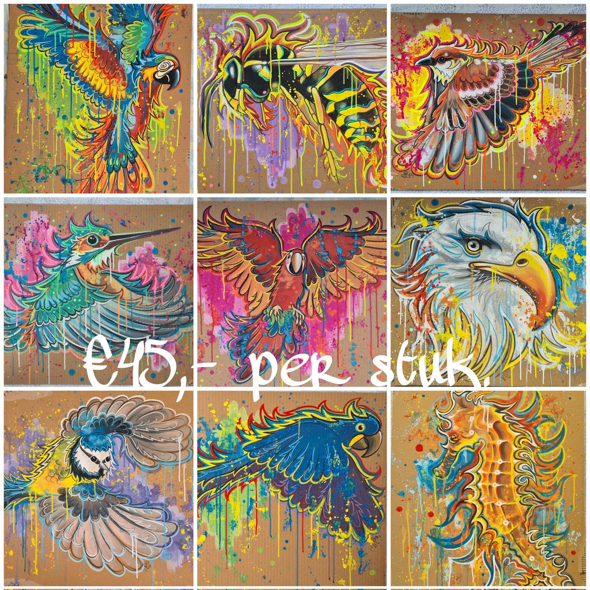 toedeloebiz's tweet image. Ik maak deze #Mooizooi XL.
Handgeschilderd op restkarton van 80x60cm groot en €45,- per stuk.
2 voor €80,-

Unieke stukjes #kunst op #karton, save and decorate the planet! ♻️

Waarom zou je stukjes karton weggooien als je er ook nog jaren met plezier naar kan kijken?